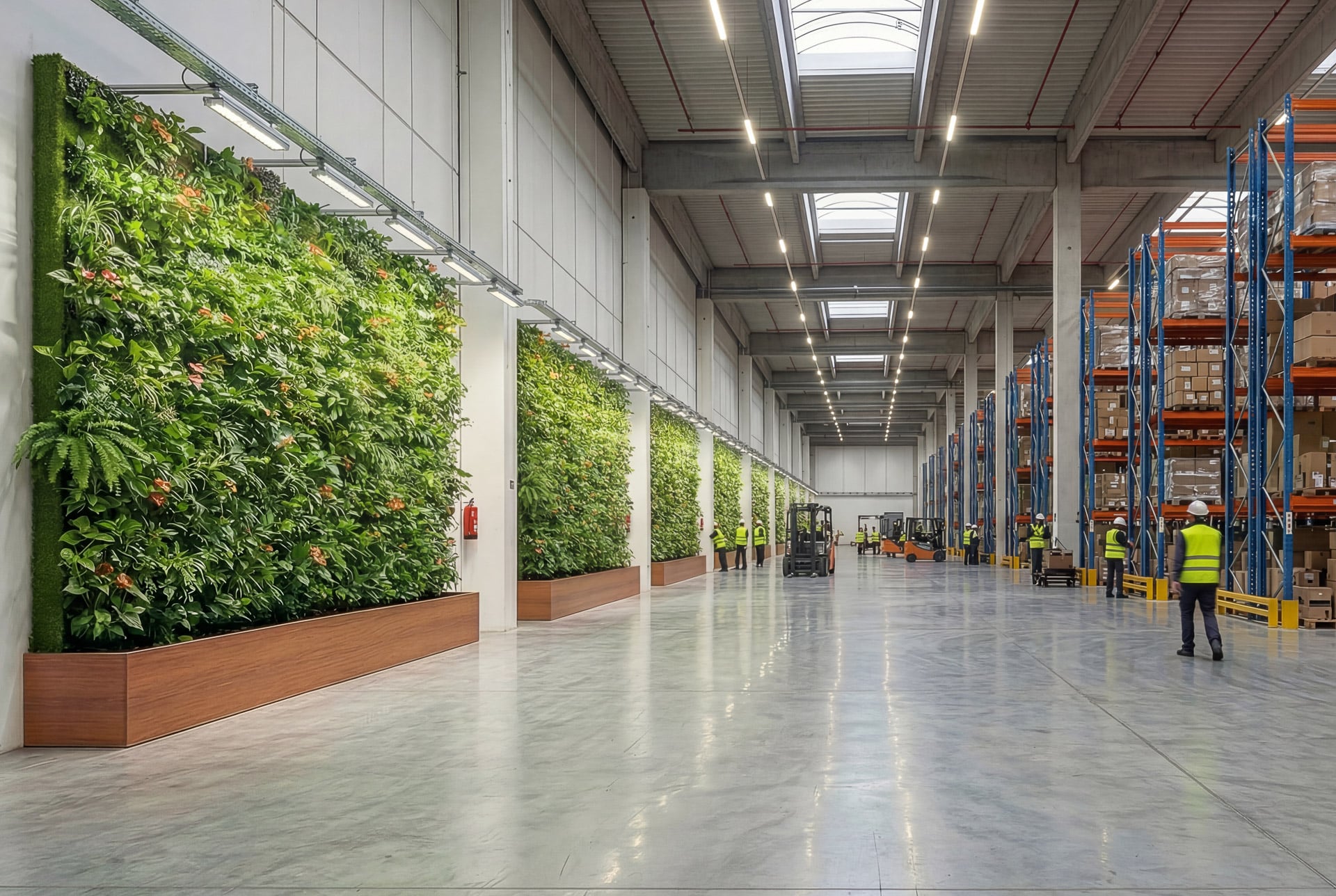 Realizzazioni giardini verticali: Integrazione Biofilica in Hub Logistico