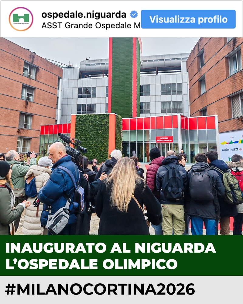 Imponente facciata in verde stabilizzato di centinaia di mq all'Ospedale Niguarda inaugurata per le Olimpiadi Milano Cortina