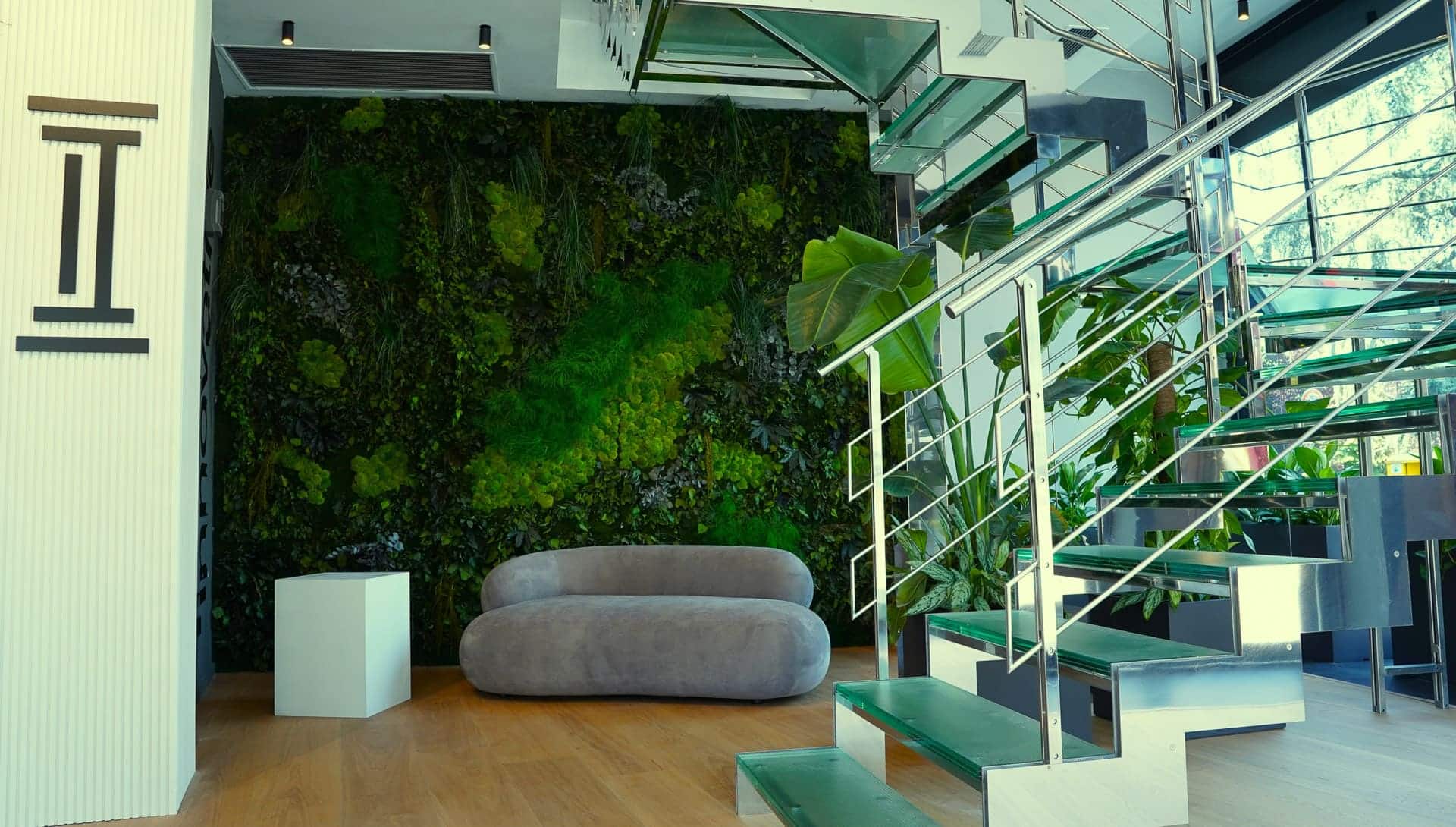 Pareti verdi zona relax dipendenti biofilia